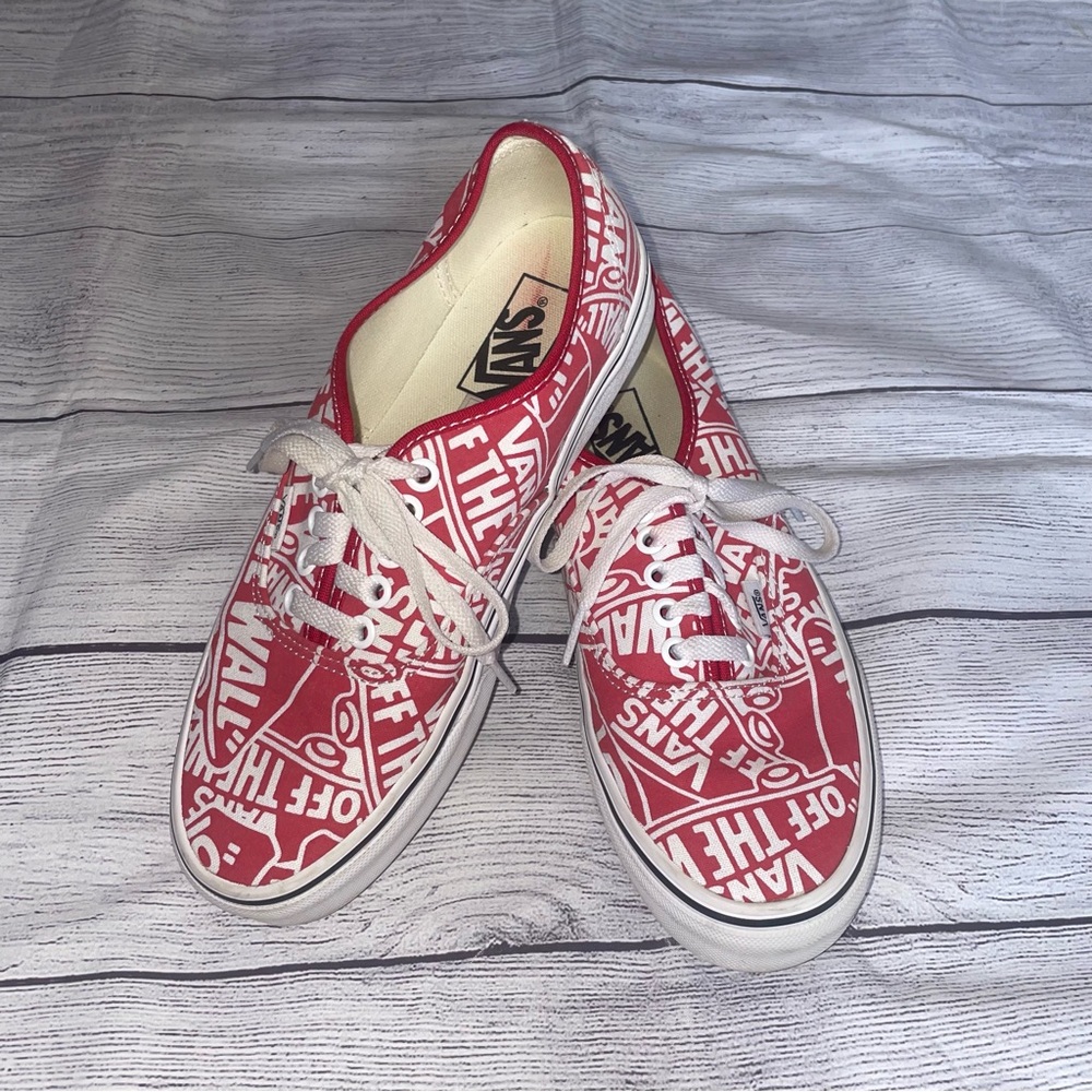 Vans Authentic Red and White Graphic Sneakers